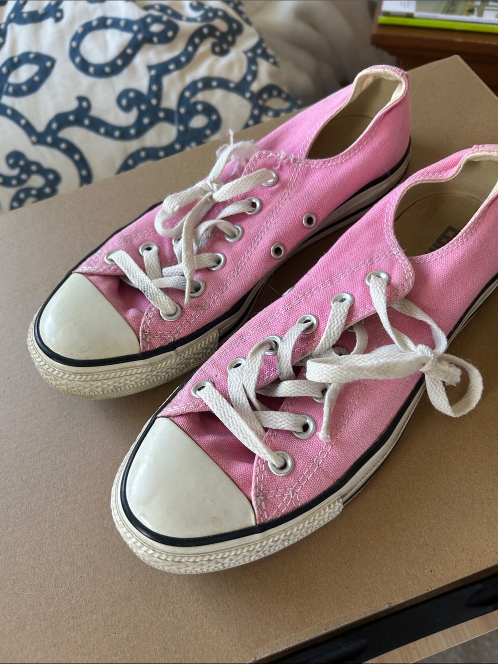 Converse Pink Low-Top Canvas Sneakers with White Laces